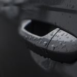 car handle in the rain