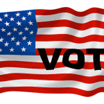 american flag and vote