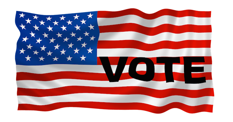 american flag and vote